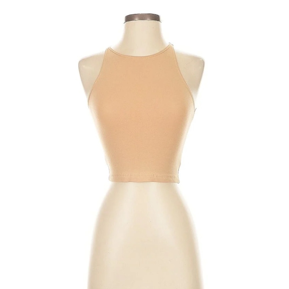 American Apparel Tan Fitted Crop Tank Top